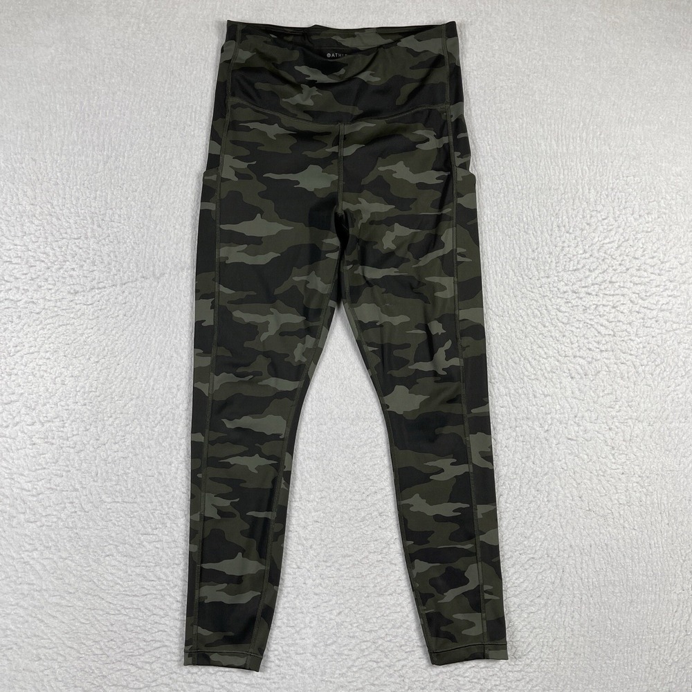 Athleta Leggings Womens Small Green Camo 7/8 Tight Ultimate Pocket Fitness Gym